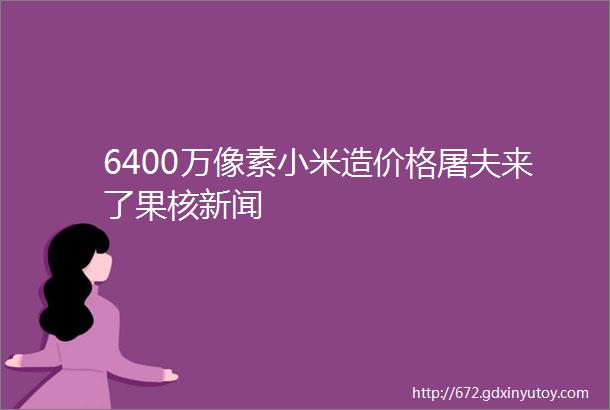 6400万像素小米造价格屠夫来了果核新闻