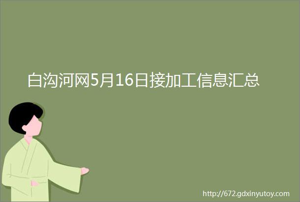 白沟河网5月16日接加工信息汇总