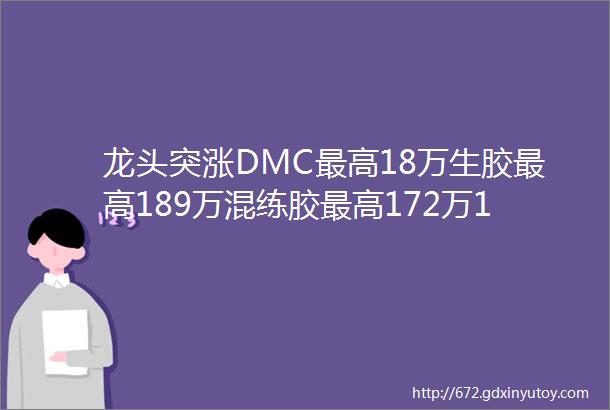 龙头突涨DMC最高18万生胶最高189万混练胶最高172万107最高187万国产硅油最高219万出口复苏